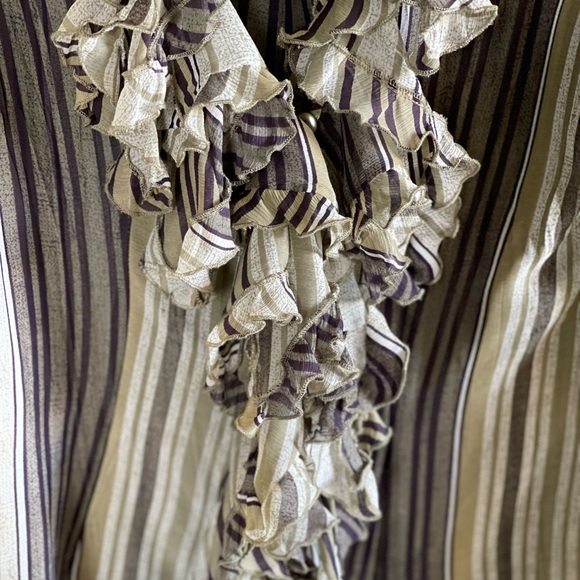 Grege Stripe Romantic Ruffle Sheer Blouse - Picture 7 of 7